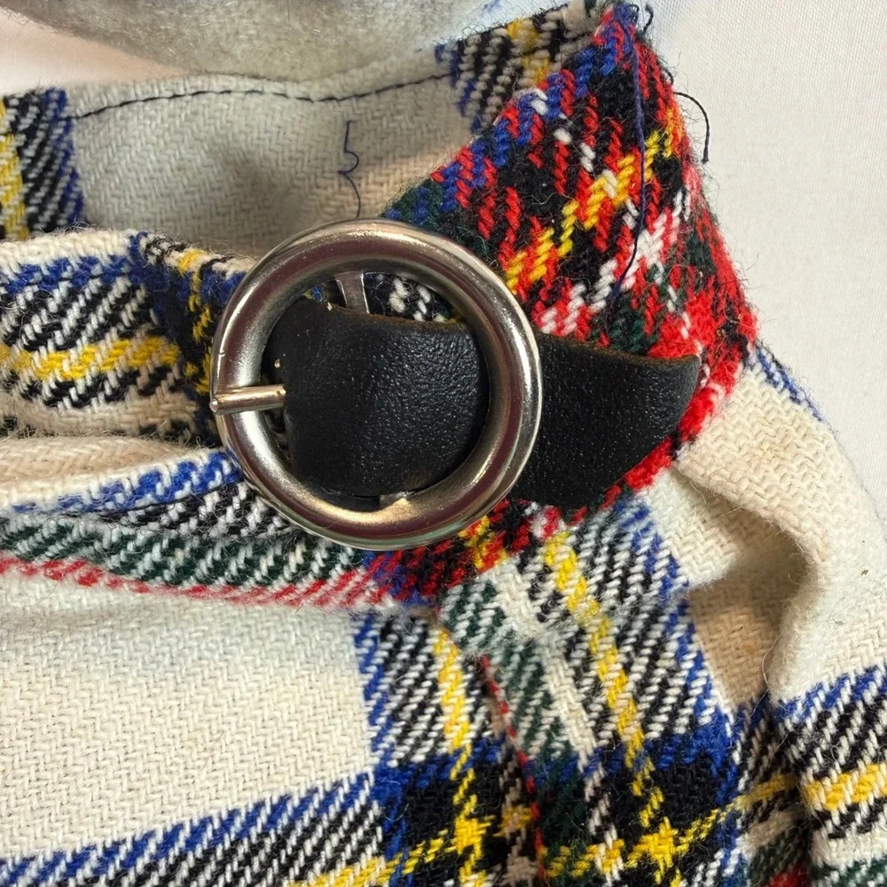 Vintage Clanric Kids Plaid Pinafore Skirt Made in England Wool Blend Tartan Kilt